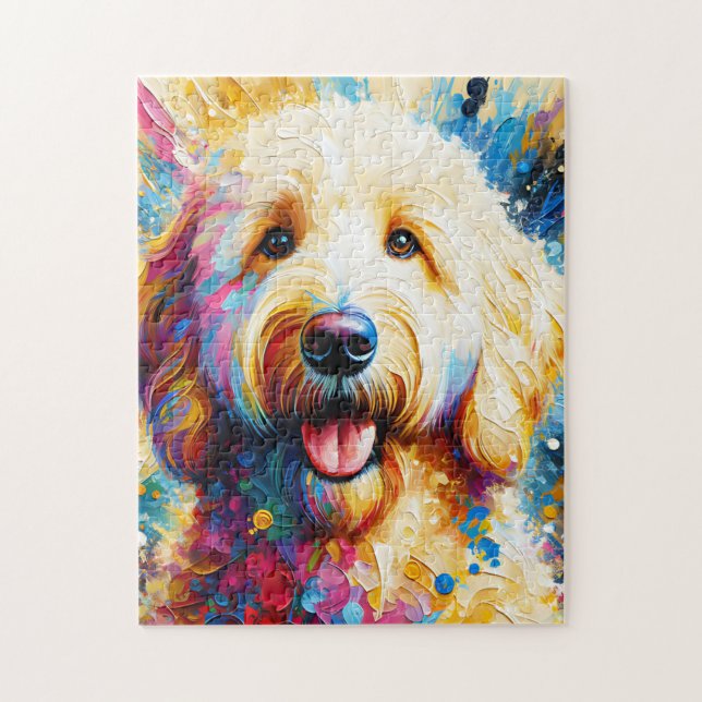 Quebra-cabeça Impressão Acrílica de Cachorro Goldendoodle | Colo (Vertical)