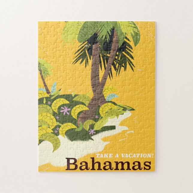 Quebra-cabeça Impressão antiga de viagem das Bahamas. (Vertical)