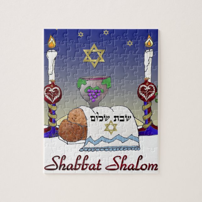 Quebra-cabeça Impressão Artística Judaica Shabat Shalom (Vertical)