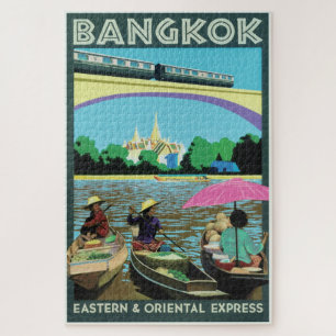 Quebra-cabeça Impressão das viagens vintage de Banguecoque,