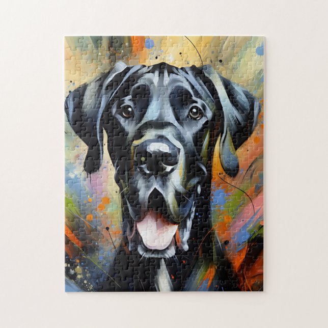 Quebra-cabeça Impressão de Arte Acrílica do Cão Dogue Alemão Pre (Vertical)