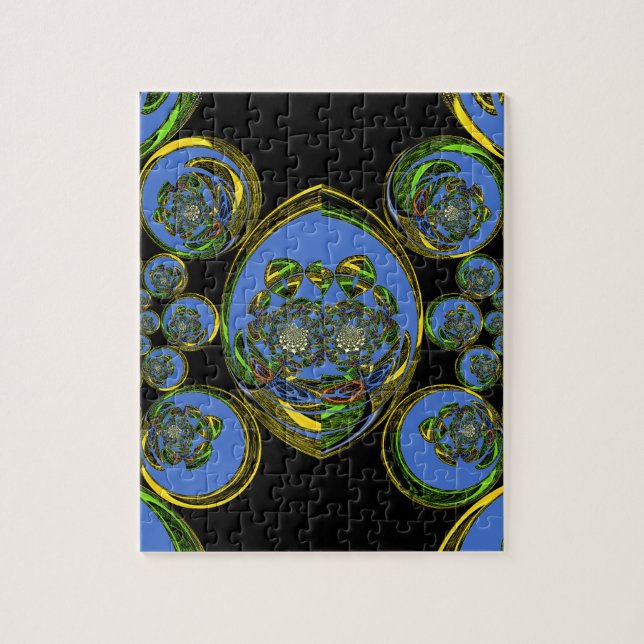Quebra-cabeça Impressão de Arte do Caleidoscópio Azul e Amarelo (Vertical)