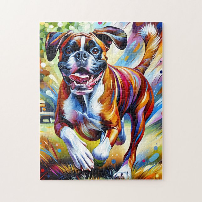 Quebra-cabeça Impressão de Arte em Acrílico de Cachorro Boxer Pr (Vertical)