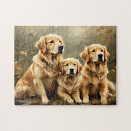 Quebra-cabeça Impressão de Cães Golden Retriever Vintage