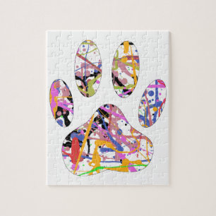 Quebra-cabeça Impressão de Paint Splatter Dog Paw