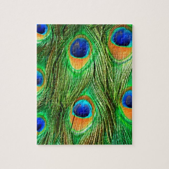 Quebra-cabeça Impressão de Penas de Peacock Coloridas (Vertical)