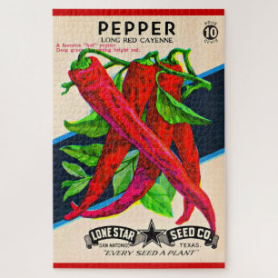 Quebra-cabeça impressão de pimenta de caiena de 1950s