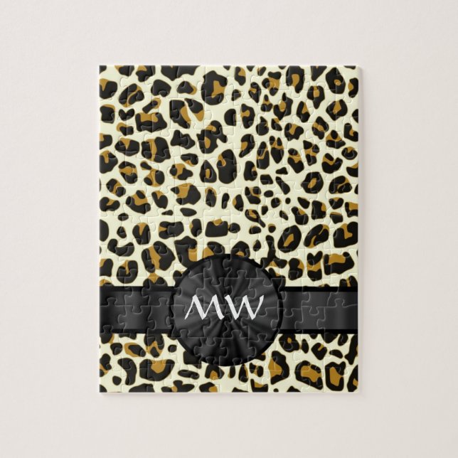 Quebra-cabeça Impressão do monograma e do leopardo (Vertical)