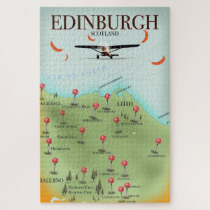 Quebra-cabeça Impressão do poster do mapa do estilo do vintage