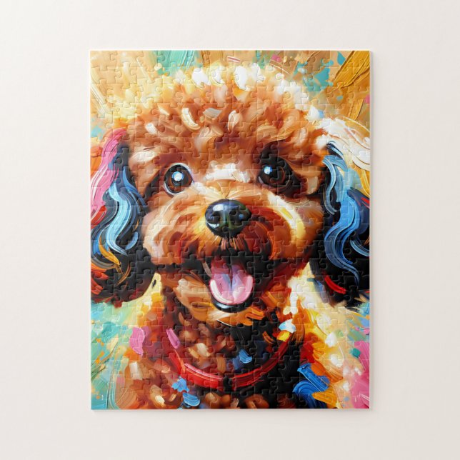 Quebra-cabeça Impressão em Acrílico de Cachorro Poodle Miniatura (Vertical)