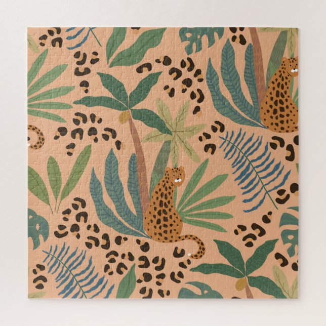 Quebra-cabeça Impressão sobre o leopardo da selva: padrão sem so (Vertical)