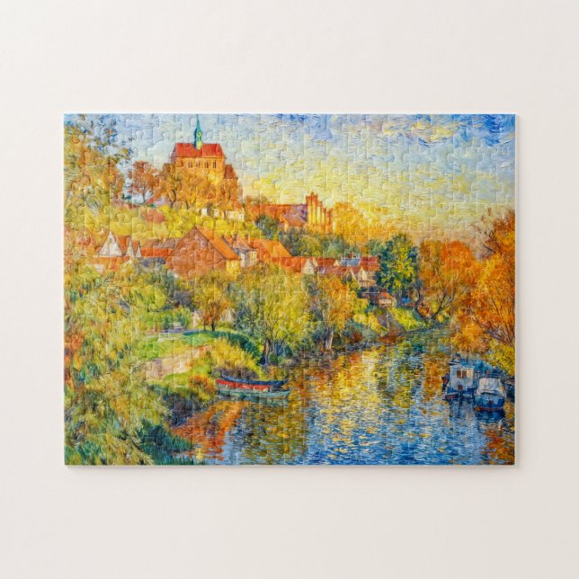 Quebra-cabeça Impressionist Autumn View of Havelberg Cathedral w (Horizontal)