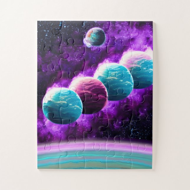 Quebra-cabeça Impressionista Jovem Incrível Espaço Universo Roxo (Vertical)