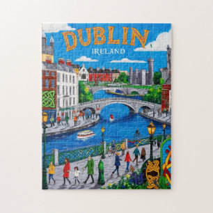 Quebra-cabeça Imprimível Dublin Ireland Viagem Art Vintage