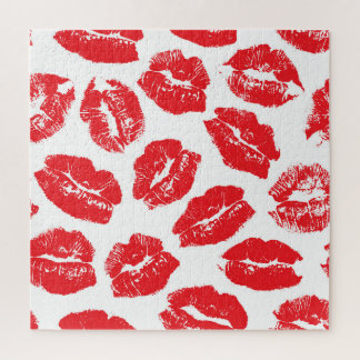 Quebra-cabeça Imprint Kiss Red Lábios: Vintage sem costura