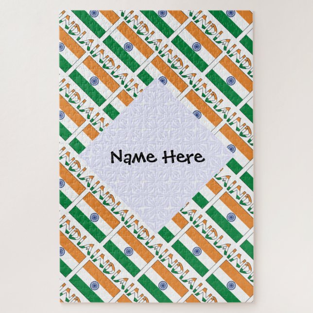 Quebra-cabeça Índia Bandeira Indiana Personalizada  (Vertical)