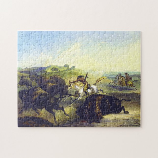 Quebra-cabeça Índios caçando o Bison Karl Bodmer 1839 (Horizontal)