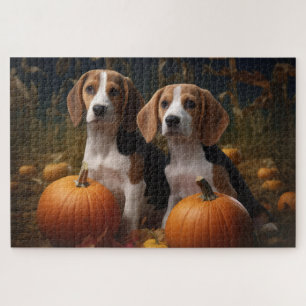 Quebra-cabeça Inglês Americano Foxhound Puppy Autumn Delight