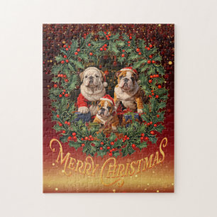 Quebra-cabeça Inglês Buldogue Christmas