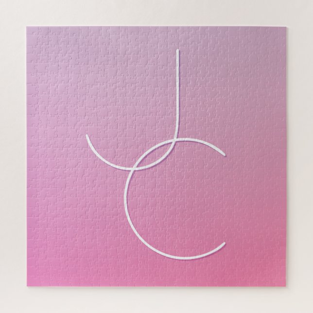 Quebra-cabeça Iniciais Sobrepostas Modernas 2 | Pink Ombre (Vertical)