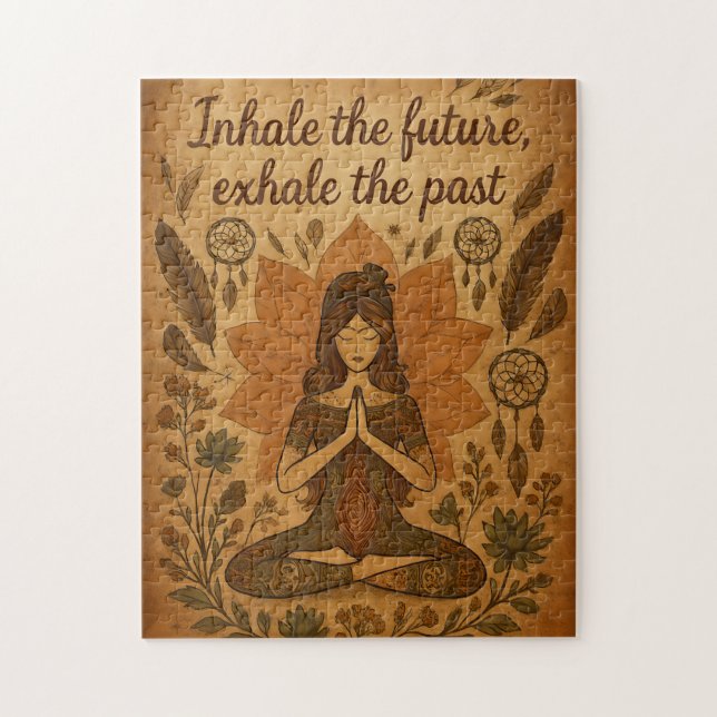Quebra-cabeça 🧩 Inspire o Futuro, Expire o Passado – Boho Yoga  (Vertical)