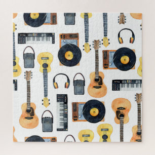 Quebra-cabeça Instrumentos Musicais: Aquarela Sem Costura