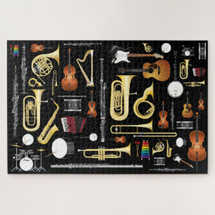 Quebra-cabeça Instrumentos Musicais Colagem Presente para Músico