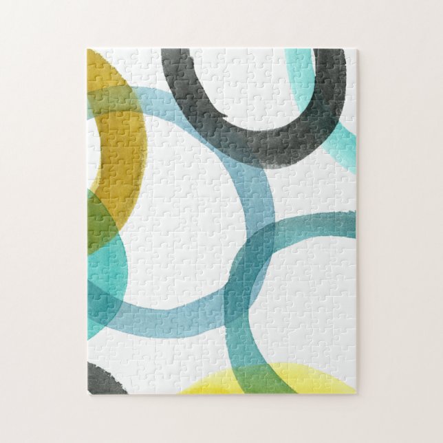 Quebra-cabeça Intertravando Círculos Amarelo e Azul (Vertical)