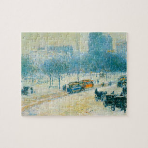 Quebra-cabeça Inverno na Union Square por Frederick Childe Hassa