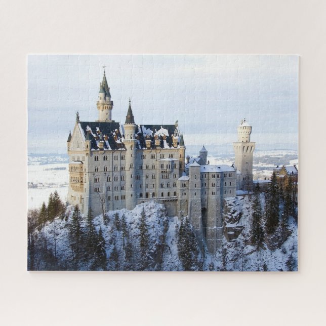 Quebra-cabeça Inverno no Castelo Neuschwanstein, Alemanha, Bavie (Horizontal)
