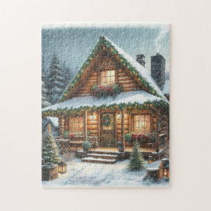 Quebra-cabeça Inverno Russo/Cabine de neve de Natal