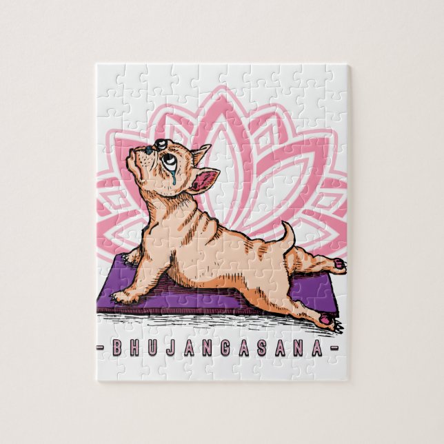 Quebra-cabeça Ioga do buldogue francês - pose de Bhujangasana - (Vertical)