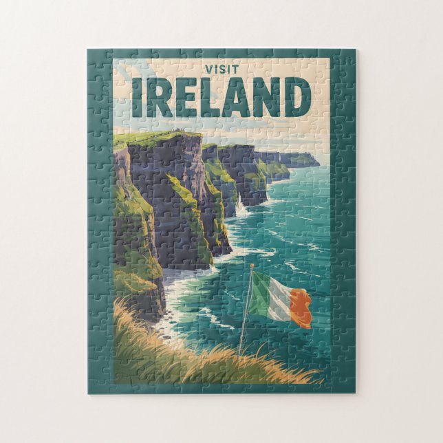 Quebra-cabeça Ireland Cliffs of Moher Illustration Travel Art (Vertical)