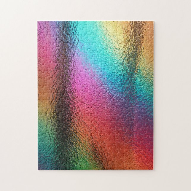 Quebra-cabeça Iridescent Rippled Rainbow Glass Texture (Vertical)
