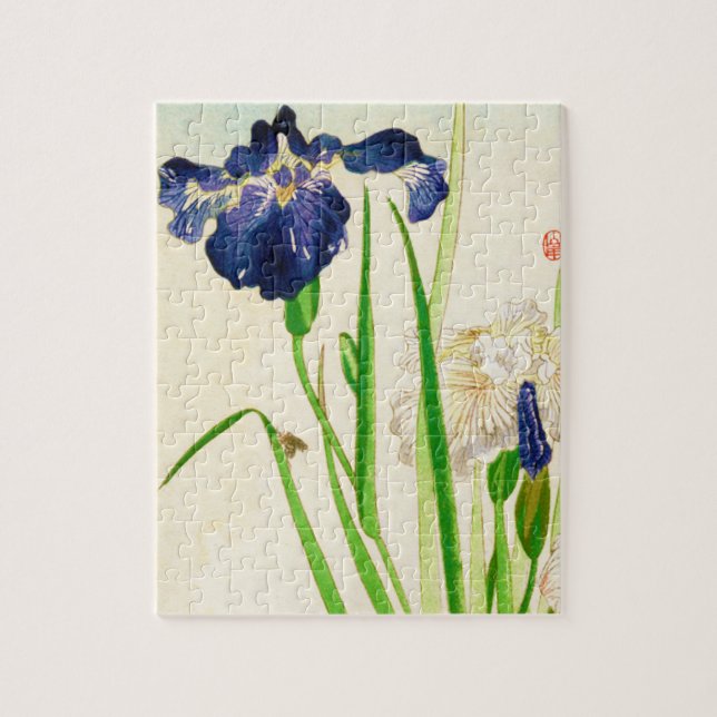 Quebra-cabeça Íris azul - impressão de aquarela japonesa (Vertical)