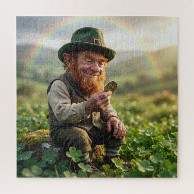 Quebra-cabeça Irish Leprechaun Admiring a Gold Coin (Vertical)