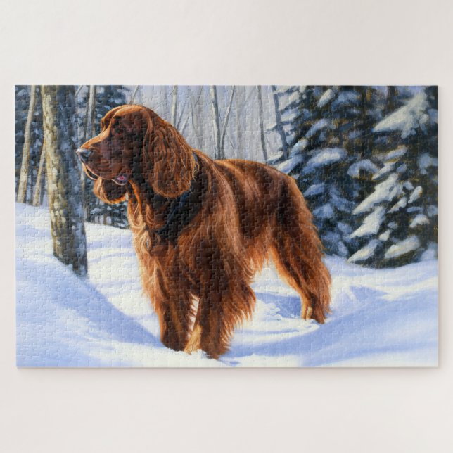 Quebra-cabeça Irish Setter Deixe-o nevar no Natal (Horizontal)