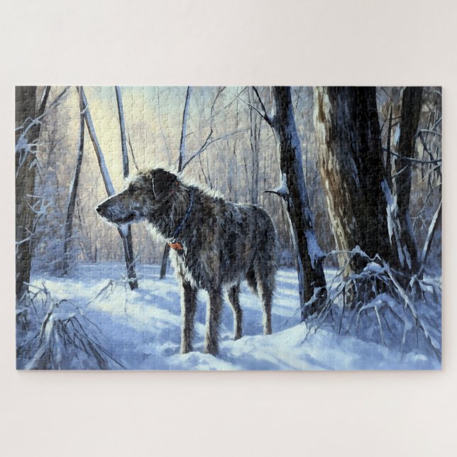 Quebra-cabeça Irish Wolfhound  Deixe Nevar Natal (Horizontal)