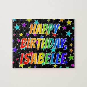 Quebra-cabeça "ISABELLE" Primeiro Nome, Diversão "FELIZ ANIVERS