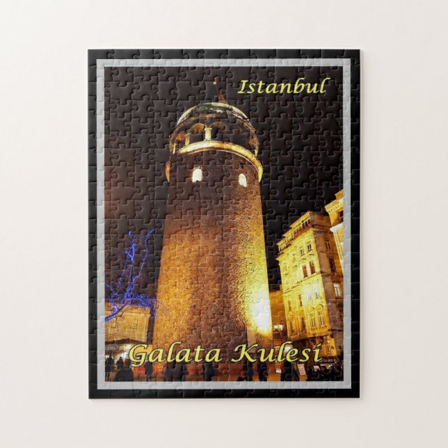 Quebra-cabeça Istambul - Galata Kulesi à Noite - Turquia - (Vertical)