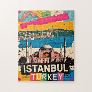 Quebra-cabeça Istambul Turquia Hagia Sophia Arte Pop Retro Viage