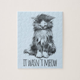 Quebra-cabeça It Wasn't Meow Cute Fluffy Kitten Light Blue