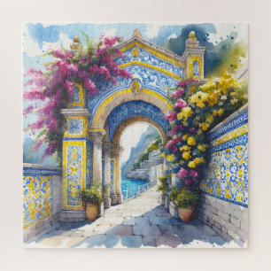 Quebra-cabeça Itália Amalfi Cor-de-Rosa Amarelo Azul Presente
