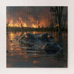 Quebra-cabeça Jacaré no incêndio florestal de Everglades