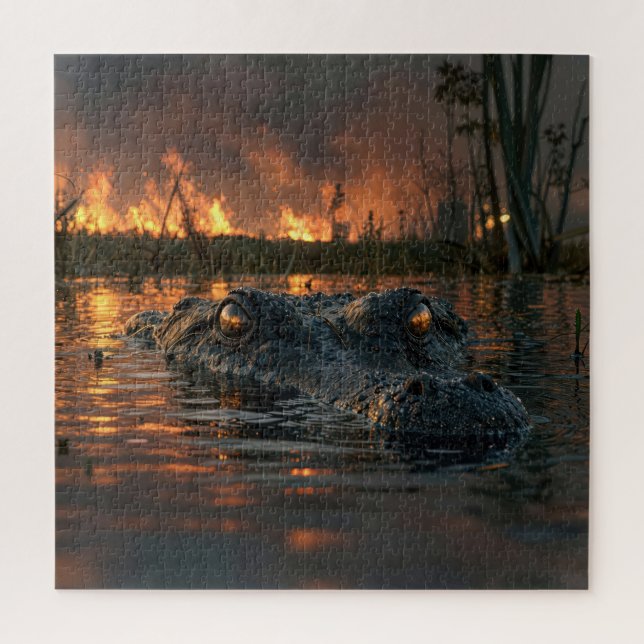 Quebra-cabeça Jacaré no incêndio florestal de Everglades (Vertical)