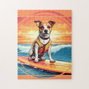 Quebra-cabeça Jack Russel Terrier Surfando