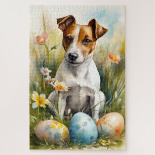 Quebra-cabeça Jack Russell com Ovos de Páscoa