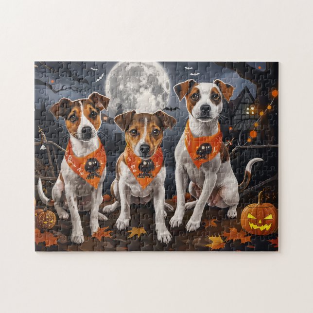 Quebra-cabeça Jack Russell Halloween Assustador (Horizontal)