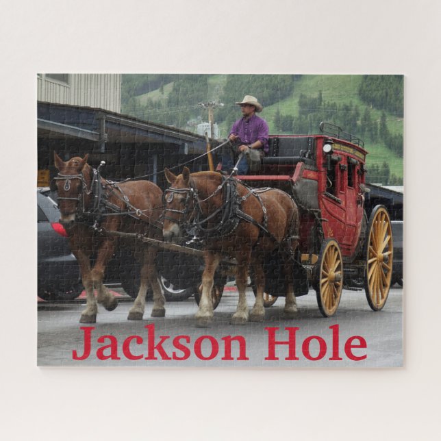 Quebra-cabeça Jackson Hole Wyoming Stagecoach Jigsera Quebra-cab (Horizontal)