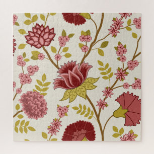 Quebra-cabeça Jacobean Floral Lg Pattern Reds Pinks Dourado Crea